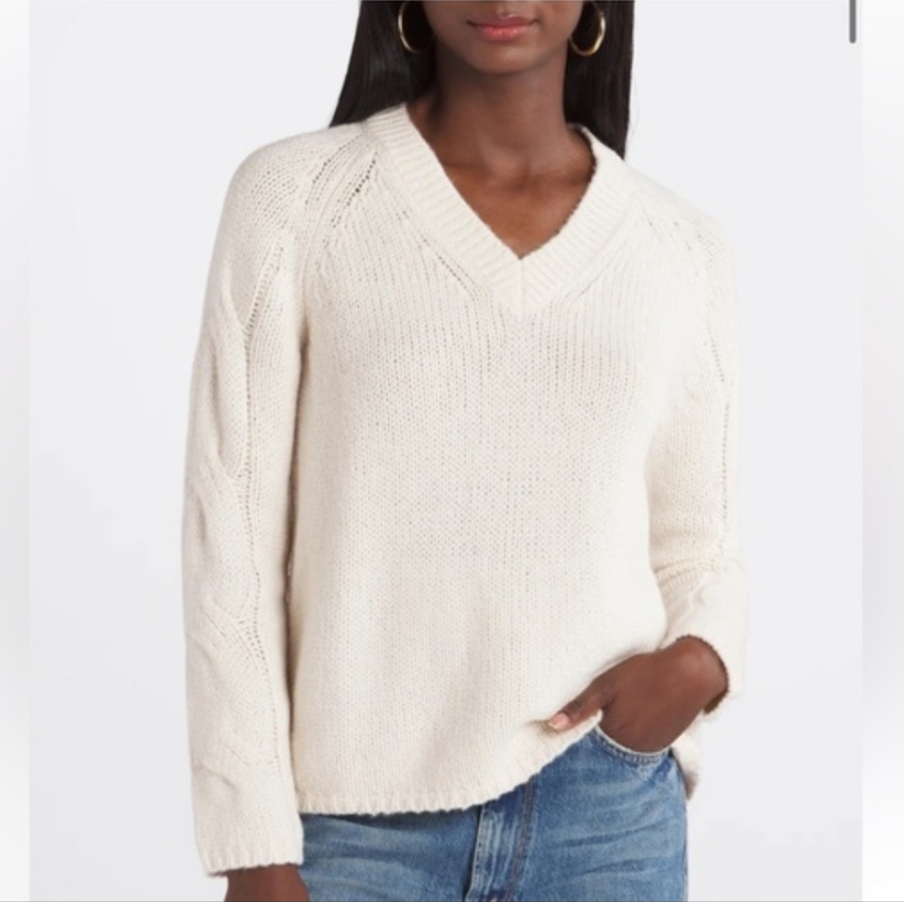 Velvet By Graham & Spencer Pearla Wool Cable Knit Sweater Women's Size  Small